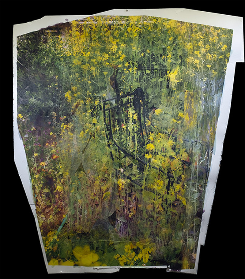 Michael Acker, La Primavera, Collaged photographs, Inkjet on watercolor and mulberry papers, watercolor, acrylic, 41.5″ x 36.5″, 2020 